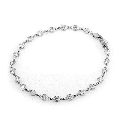 Tennis Bracelet White Gold 14K Round Real Diamond By The Yard 3 Ct