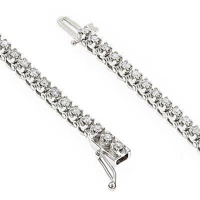 Tennis Bracelet White Gold 14K Round Real Diamonds White Gold 6 Ct