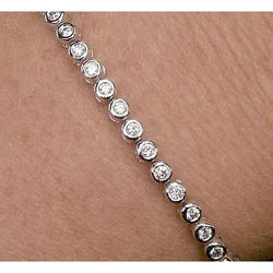 Tennis Real Diamond Bracelet 4 Carats Bezel Set Jewelry F Vs1