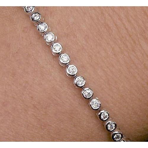 Tennis Real Diamond Bracelet 4 Carats Bezel Set Jewelry F Vs1