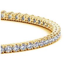 Tennis Women Bracelet Yellow Gold 14K 10.50 Carats Round Natural Diamonds