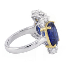 Tension Like Pear Natural Earth Mined Diamond Cushion Deep Blue Sapphire Ring 3.50 Carats