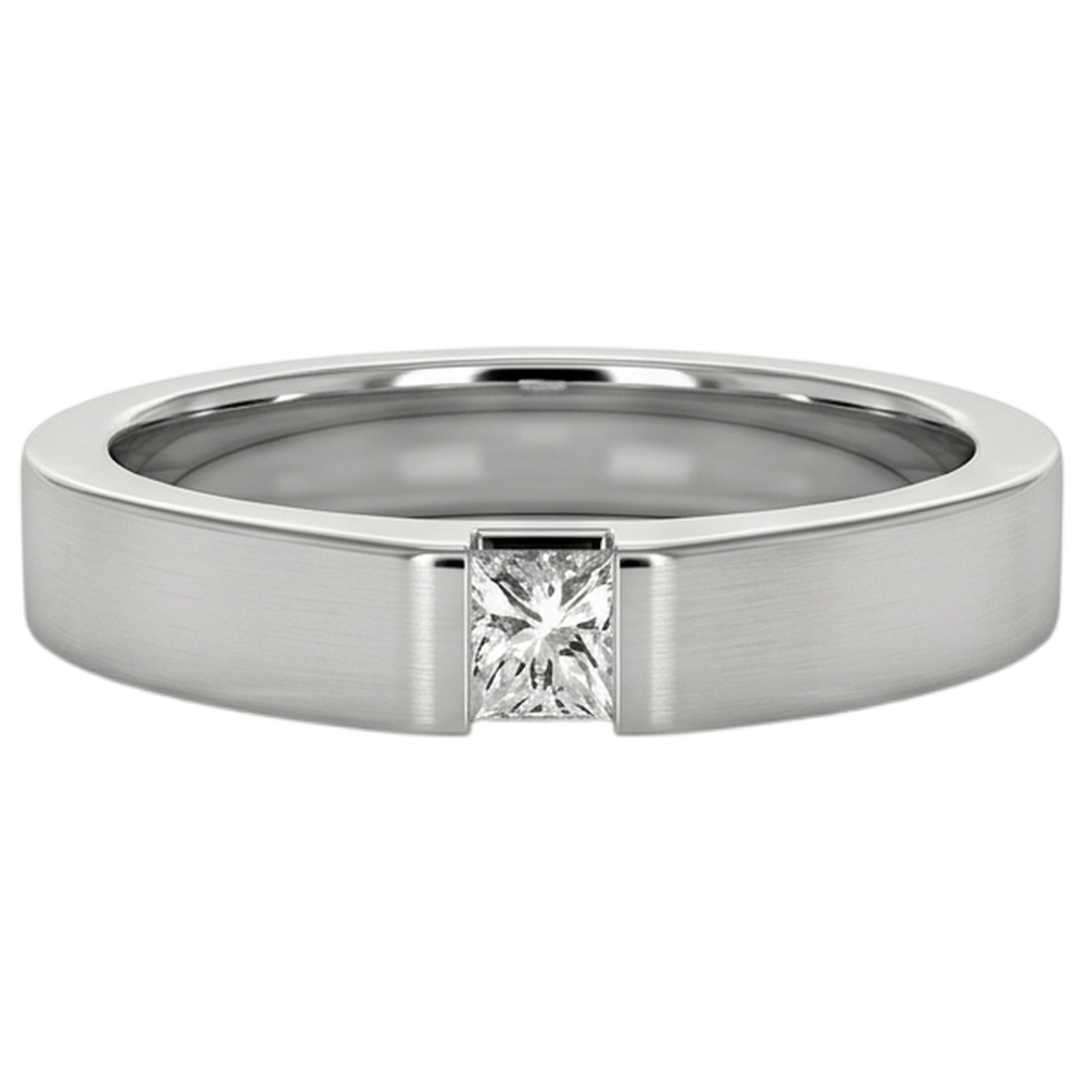 Tension Princess Natural Earth Mined Diamond Anniversary Ring White Gold 14K 0.75 Carats