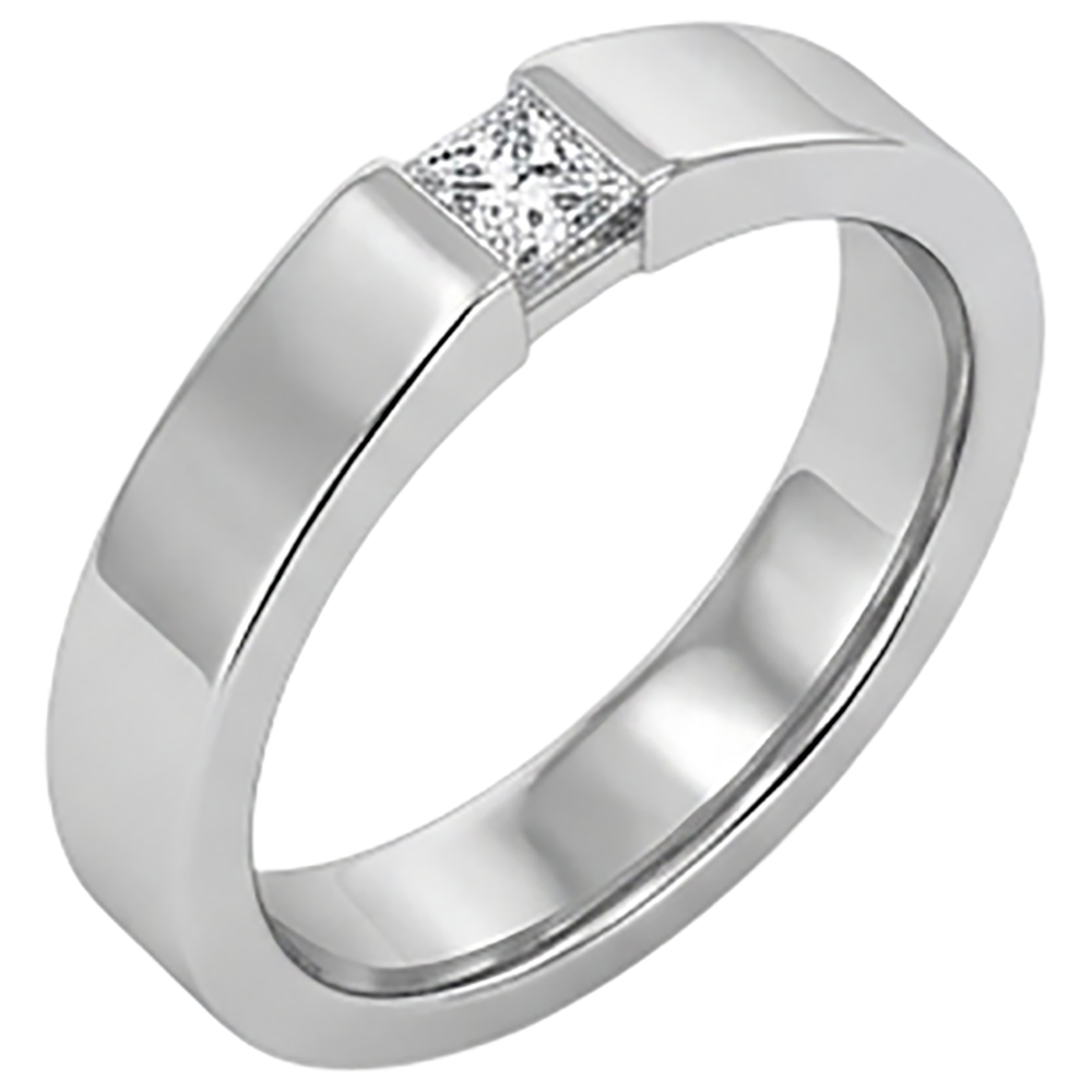 Tension Princess Natural Earth Mined Diamond Anniversary Ring White Gold 14K 0.75 Carats