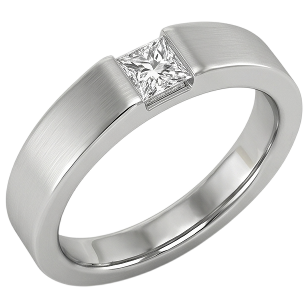 Tension Princess Natural Earth Mined Diamond Anniversary Ring White Gold 14K 0.75 Carats