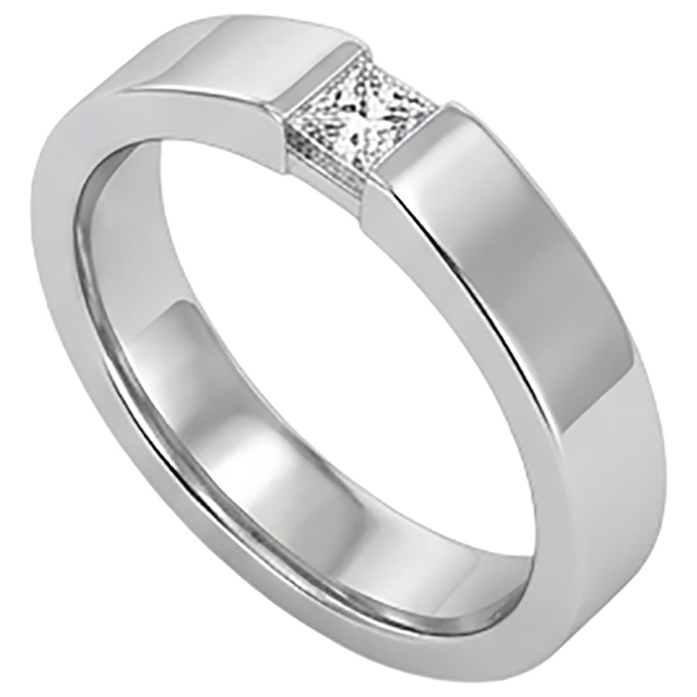 Tension Princess Natural Earth Mined Diamond Anniversary Ring White Gold 14K 0.75 Carats