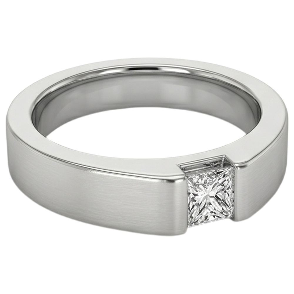 Tension Princess Natural Earth Mined Diamond Anniversary Ring White Gold 14K 0.75 Carats