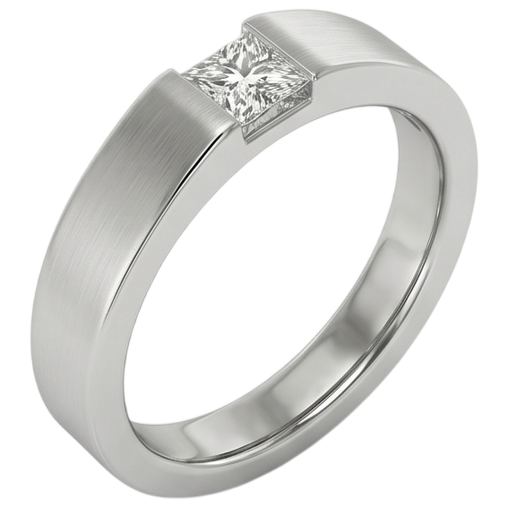 Tension Princess Natural Earth Mined Diamond Anniversary Ring White Gold 14K 0.75 Carats