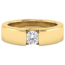 Tension Set Band Yellow Gold 14K Round Natural Earth Mined Diamond 1 Carat Men's Ring