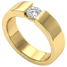 Tension Set Band Yellow Gold 14K Round Natural Earth Mined Diamond 1 Carat Men's Ring