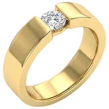 Tension Set Band Yellow Gold 14K Round Natural Earth Mined Diamond 1 Carat Men's Ring