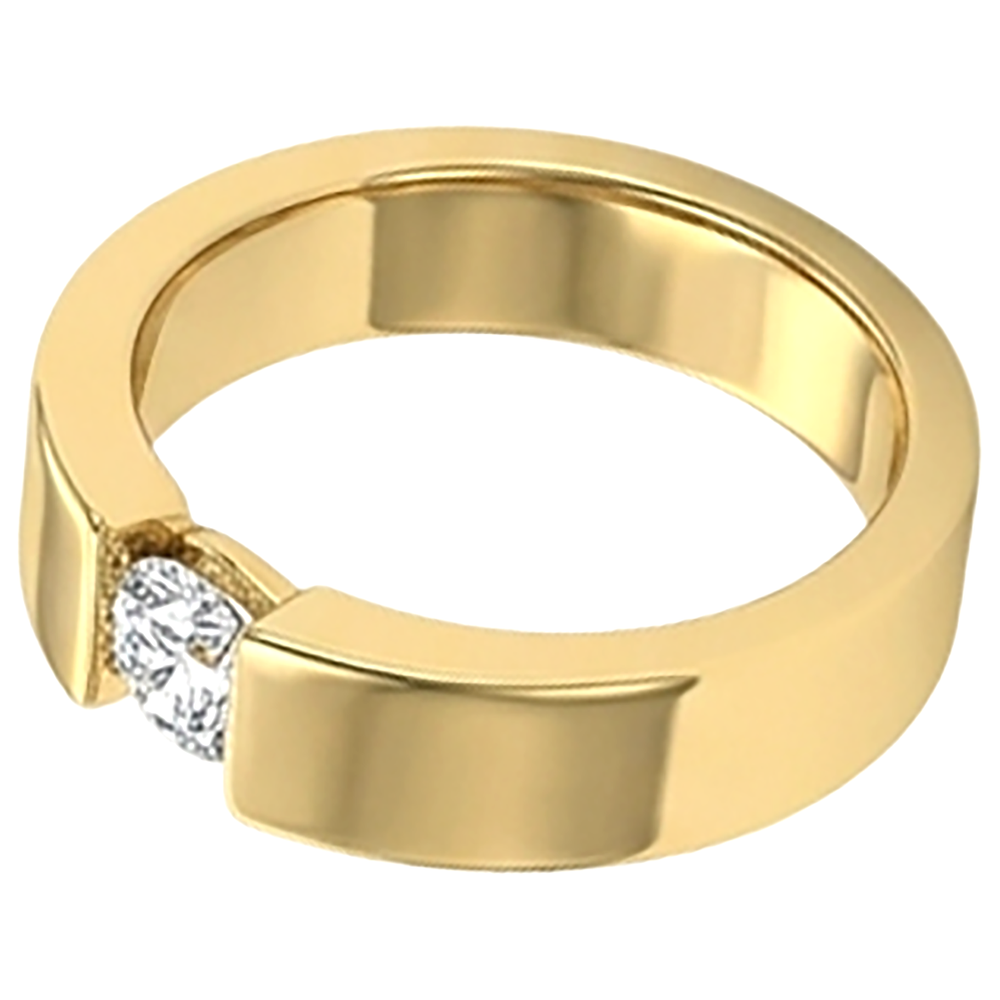 Tension Set Band Yellow Gold 14K Round Natural Earth Mined Diamond 1 Carat Men's Ring