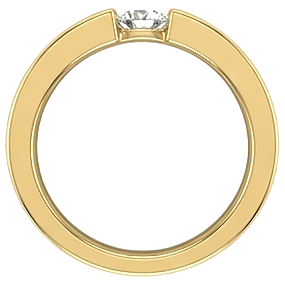 Tension Set Band Yellow Gold 14K Round Natural Earth Mined Diamond 1 Carat Men's Ring