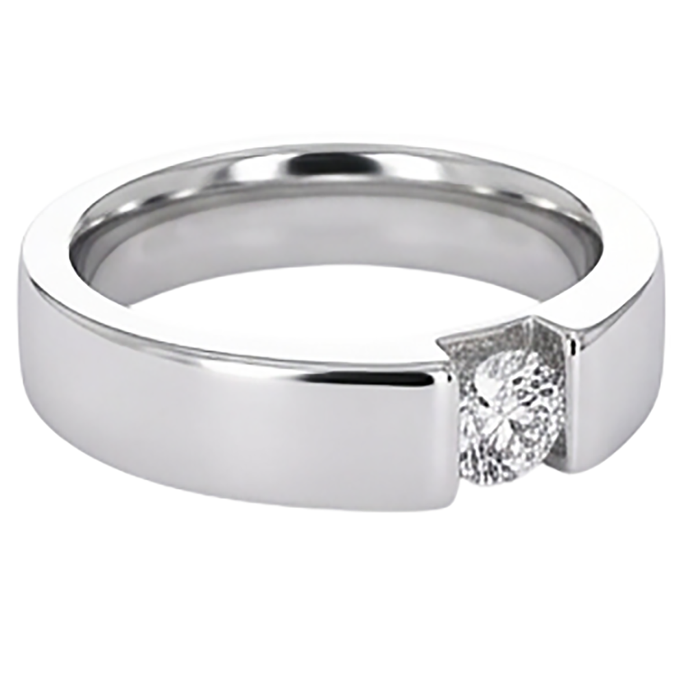 Tension Set Natural Earth Mined Diamond Men's Ring 1 Carat Jewellery