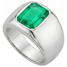 Fine Emerald Colored Stone Ring 2-ct 14K White Gold – profile view