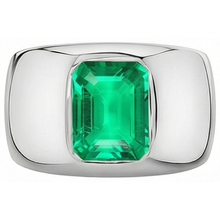 Authentic Fine Emerald Colored Stone Ring 2 ct 14K White Gold – angle view