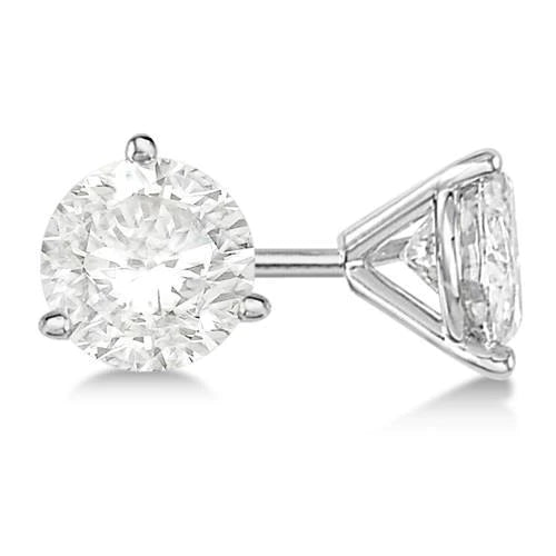 Three Prong Set Round Cut 3.50 Ct Real Diamonds Studs Earring White Gold