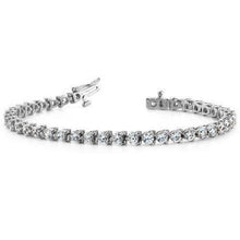 Three Round Natural Earth Mined Diamond Tennis Bracelet White Gold Fine Jewellery 8 Ct.