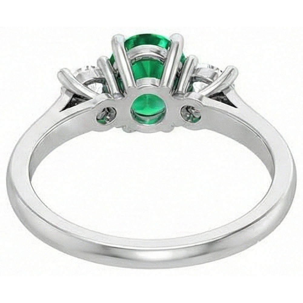 Three Stone 10.50 Carats Green Emeralds And Natural Earth Mined Diamonds Wedding Ring 14K Gold