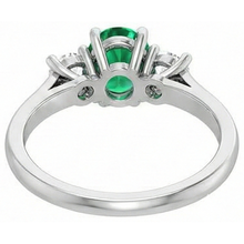 Three Stone 10.50 Carats Green Emeralds And Natural Earth Mined Diamonds Wedding Ring 14K Gold