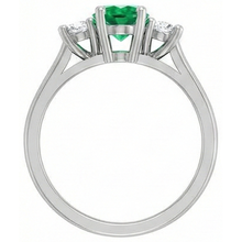 Three Stone 10.50 Carats Green Emeralds And Natural Earth Mined Diamonds Wedding Ring 14K Gold