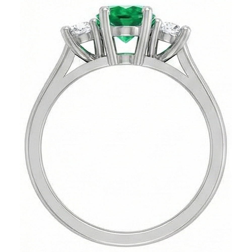Three Stone 10.50 Carats Green Emeralds And Natural Earth Mined Diamonds Wedding Ring 14K Gold