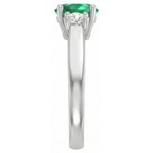 Three Stone 10.50 Carats Green Emeralds And Natural Earth Mined Diamonds Wedding Ring 14K Gold