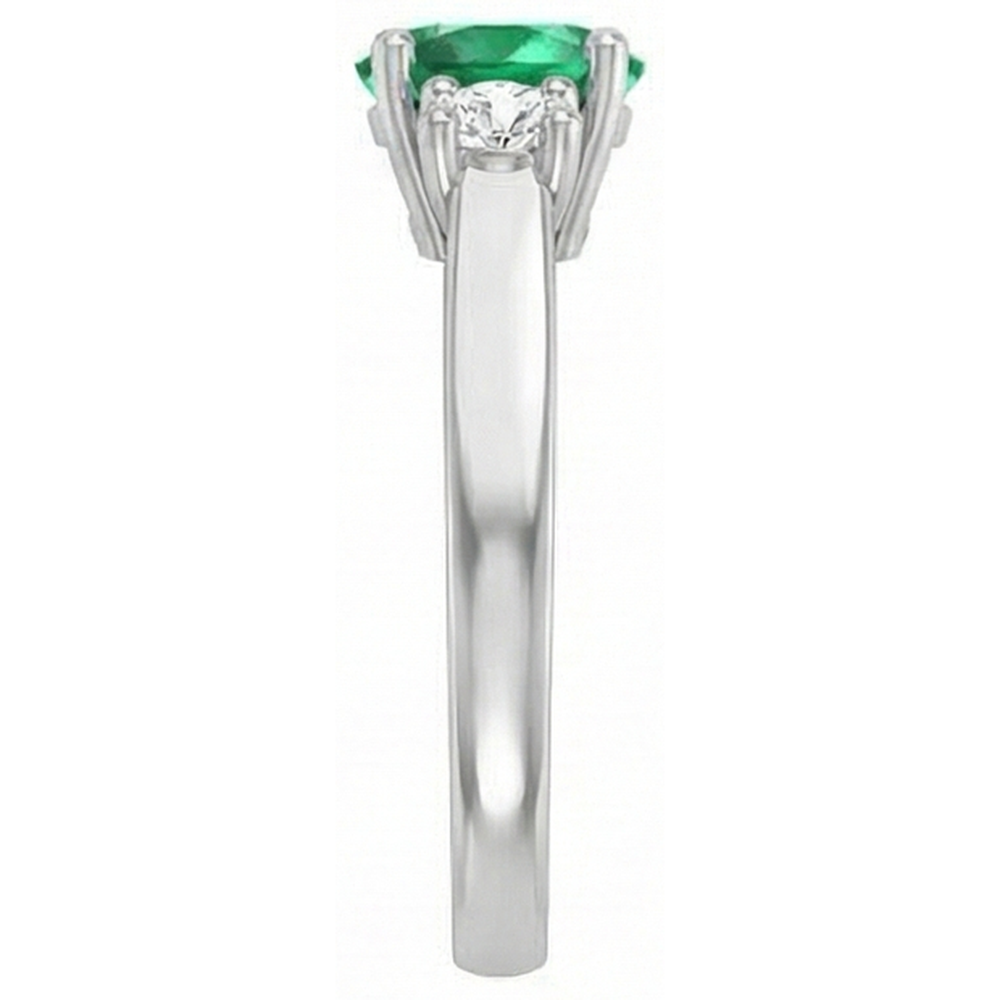 Three Stone 10.50 Carats Green Emeralds And Natural Earth Mined Diamonds Wedding Ring 14K Gold