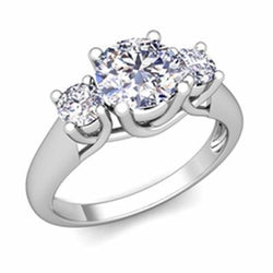 Three Stone 1.75 Carats Real Diamonds Wedding Ring White Gold 14K New