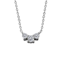 Three Stone 2.00 Carats Real Diamond Pendant Necklace Lady White Gold 14K