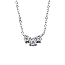 Three Stone 2.00 Carats Real Diamond Pendant Necklace Lady White Gold 14K
