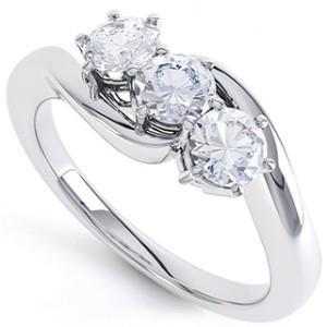 Three Stone 2.25 Carats Round Cut Real Diamond Wedding Ring