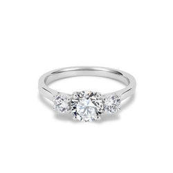 Three Stone 2.70 Ct Round Natural Earth Mined Diamond Anniversary Ring White Gold 14K
