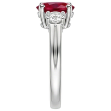 Three Stone 3.50 Carats Ruby And Natural Earth Mined Diamonds Wedding Ring WG 14K