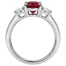 Three Stone 3.50 Carats Ruby And Natural Earth Mined Diamonds Wedding Ring WG 14K