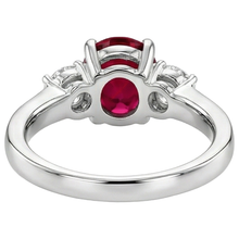 Three Stone 3.50 Carats Ruby And Natural Earth Mined Diamonds Wedding Ring WG 14K