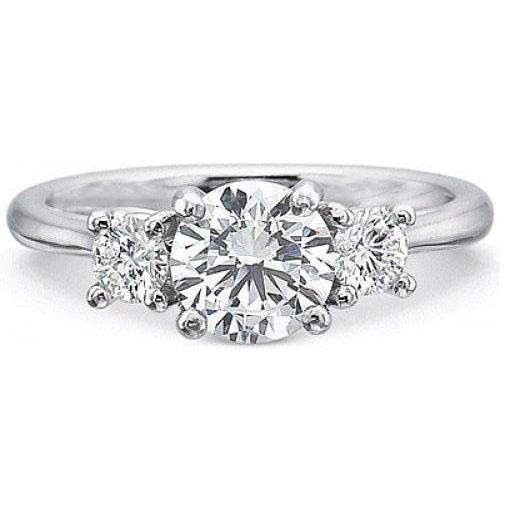 Three Stone 3.25 Carats Natural Round Diamond Wedding Ring White Gold