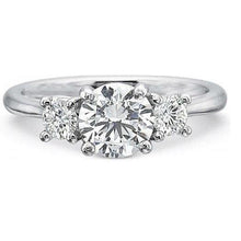 Three Stone 3.25 Carats Natural Round Diamond Wedding Ring White Gold