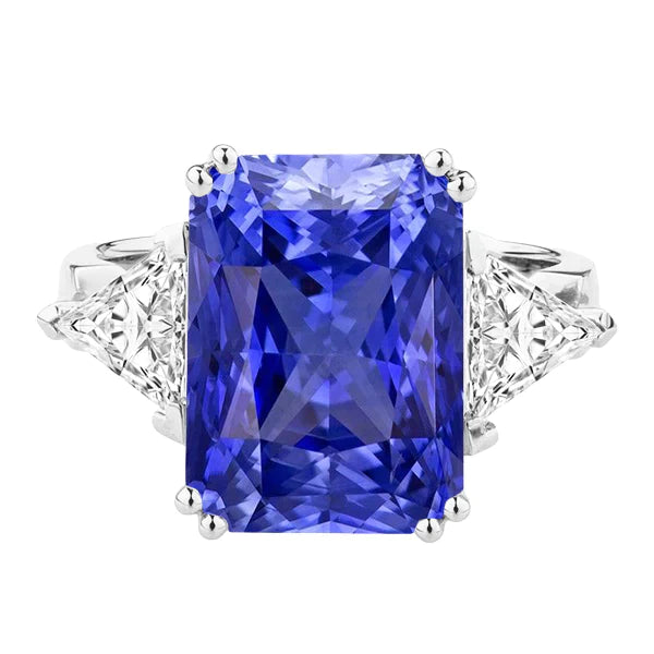 Three Stone 6 Carat Sapphire Engagement Ring