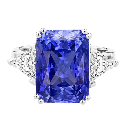 Three Stone 6 Carat Sapphire Engagement Ring