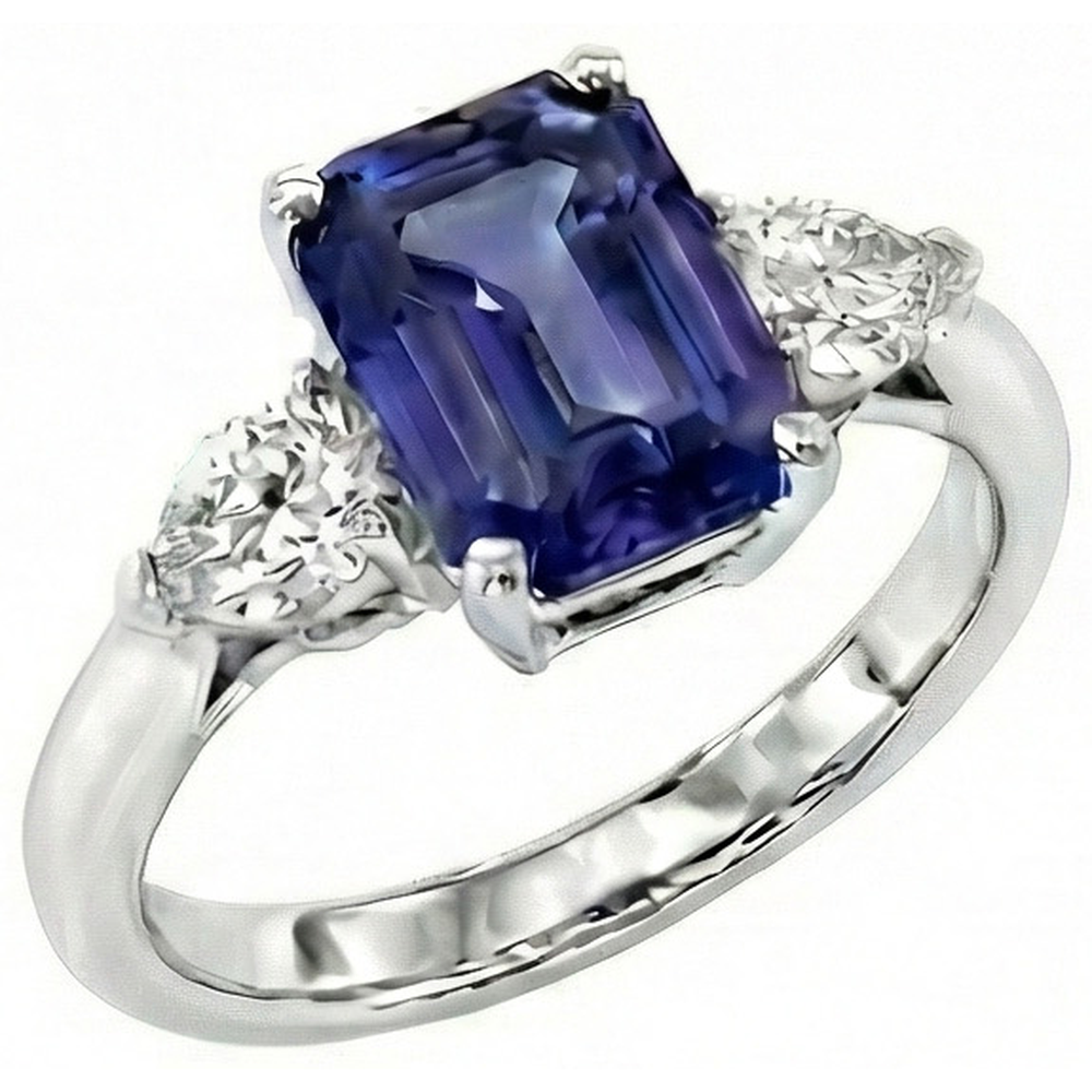 natural emerald sapphire 3.50ct ring close up detail