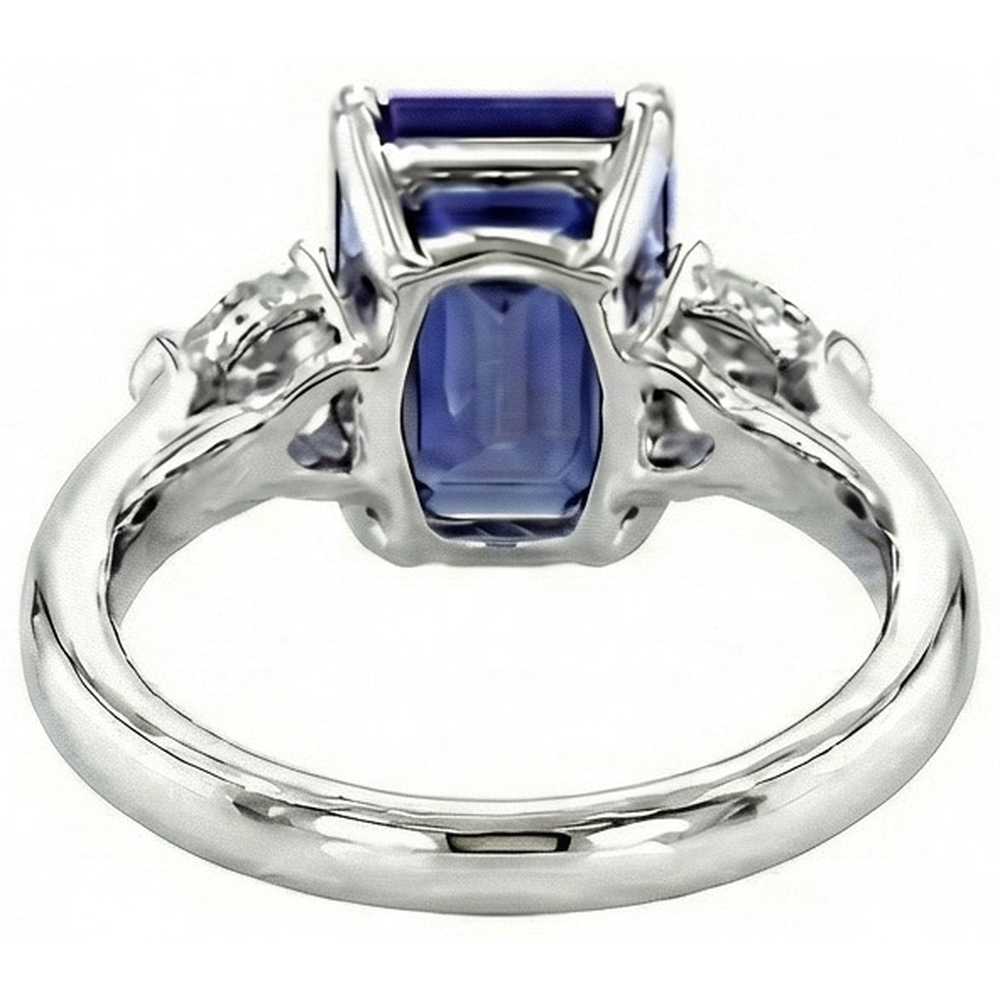 natural emerald sapphire 3.50ct ring profile view