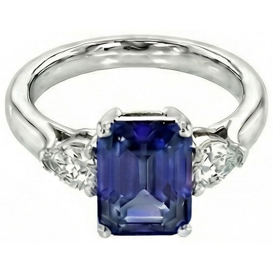 natural emerald sapphire 3.50ct ring front view