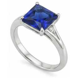 Natural Sapphire Ring 5.25ct - White Gold 14K