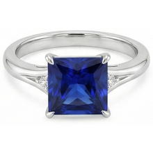 natural round sapphire 5.25ct ring top view
