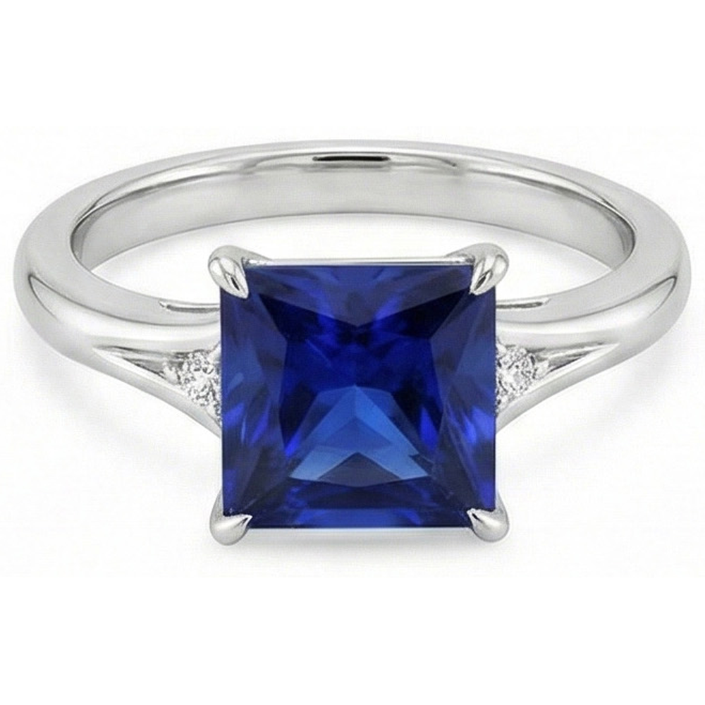 natural round sapphire 5.25ct ring top view