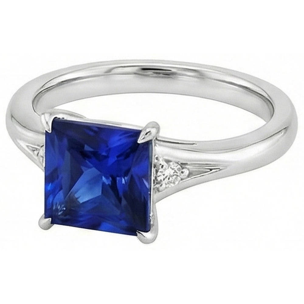 natural round sapphire 5.25ct ring profile view