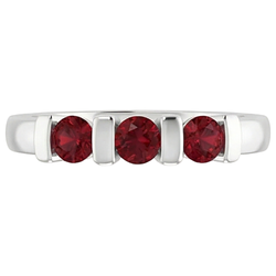 Three Stone Burma Ruby Ring 0.90 Carats Bar Setting Jewellery New