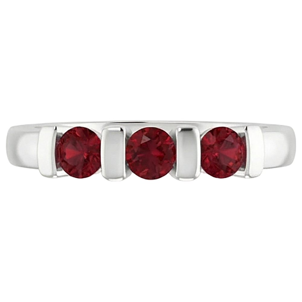 Three Stone Burma Ruby Ring 0.90 Carats Bar Setting Jewellery New