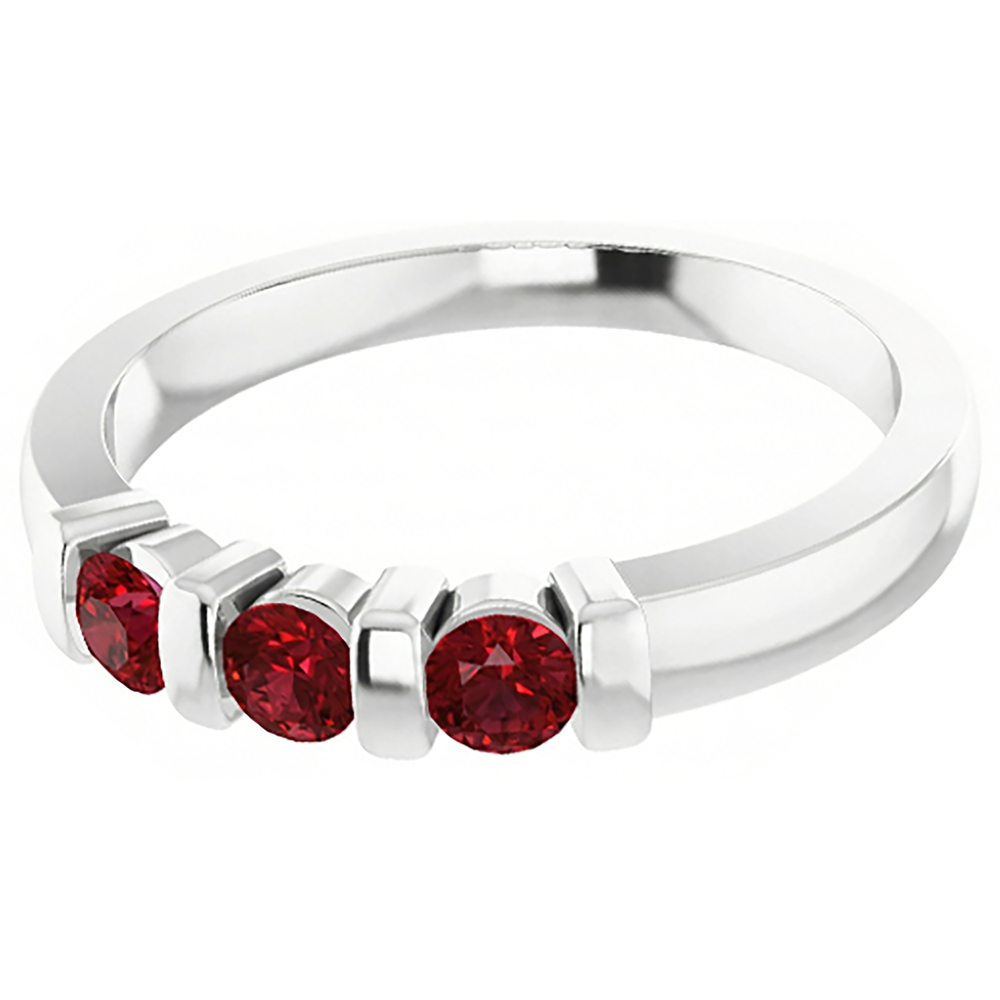 Three Stone Burma Ruby Ring 0.90 Carats Bar Setting Jewellery New